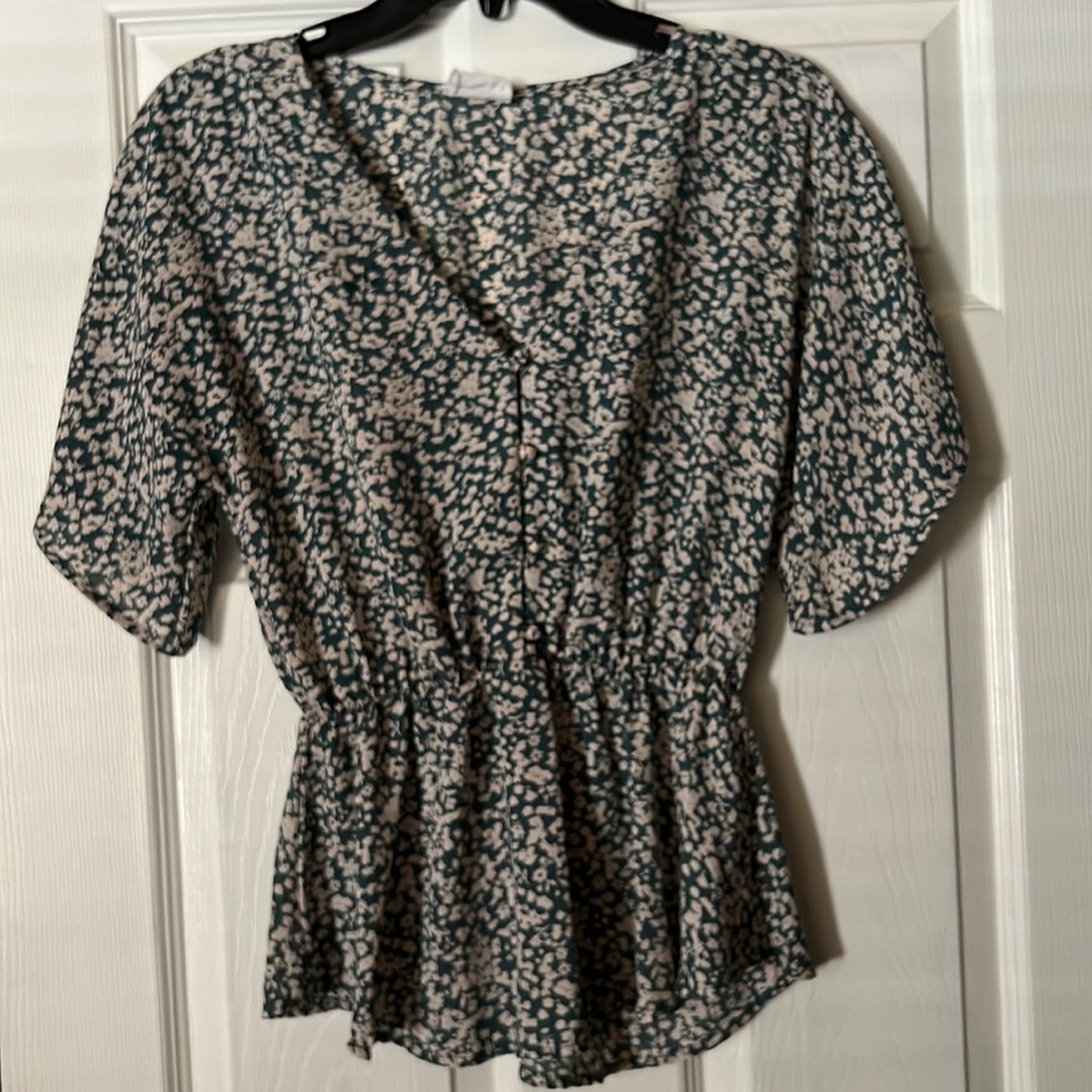 Sirena Sky Teal/White Blouse